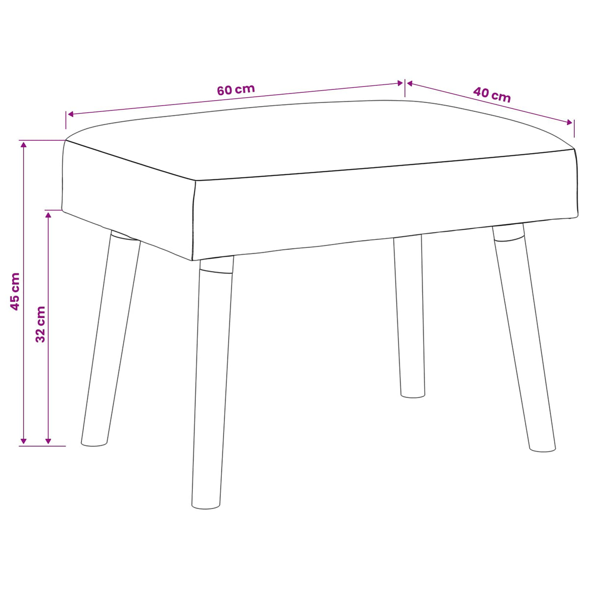 bænk Ensfarvet Cremefarvet 60 x 40 x 45 cm Bouclé