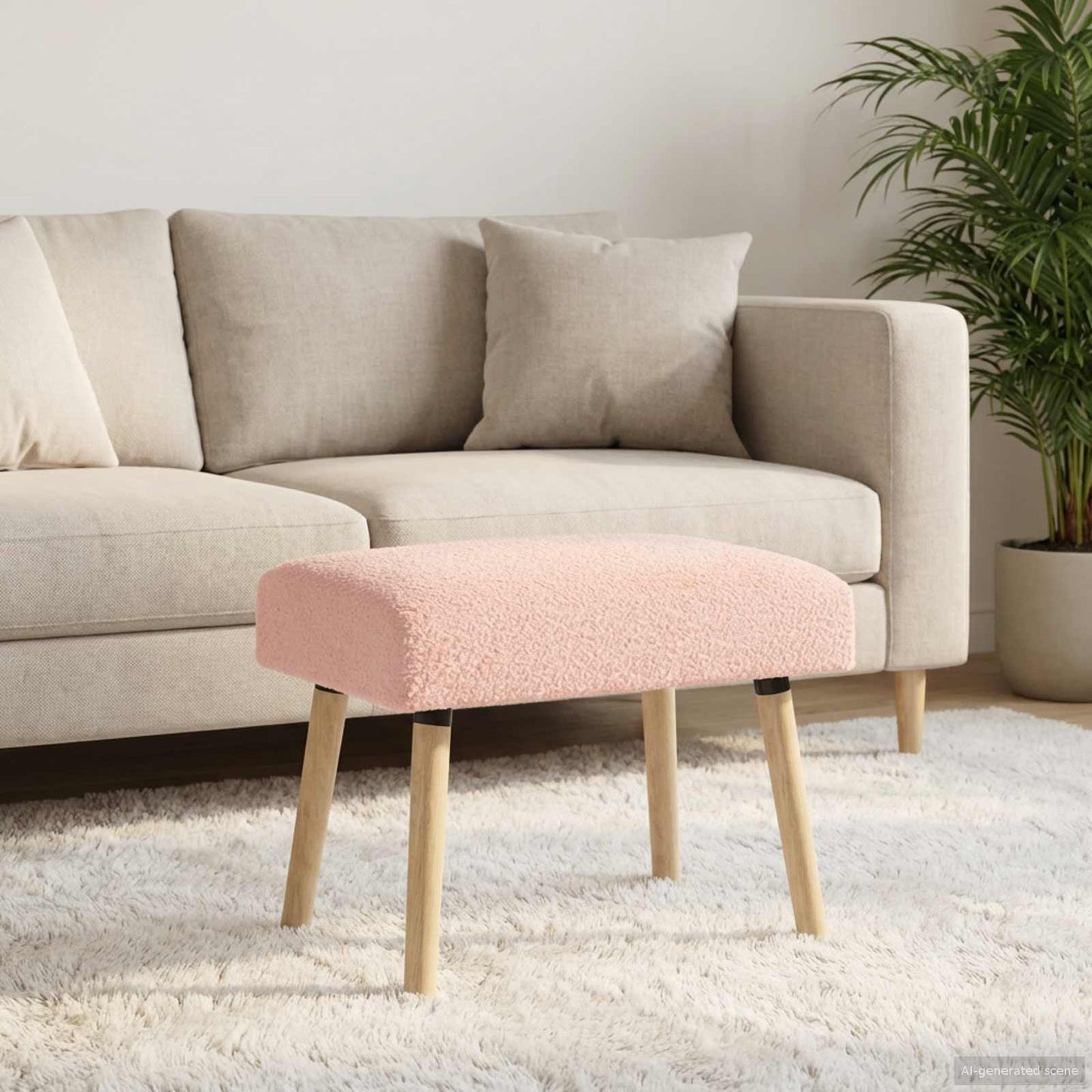 bænk Ensfarvet Lyserød 60 x 40 x 45 cm Bouclé