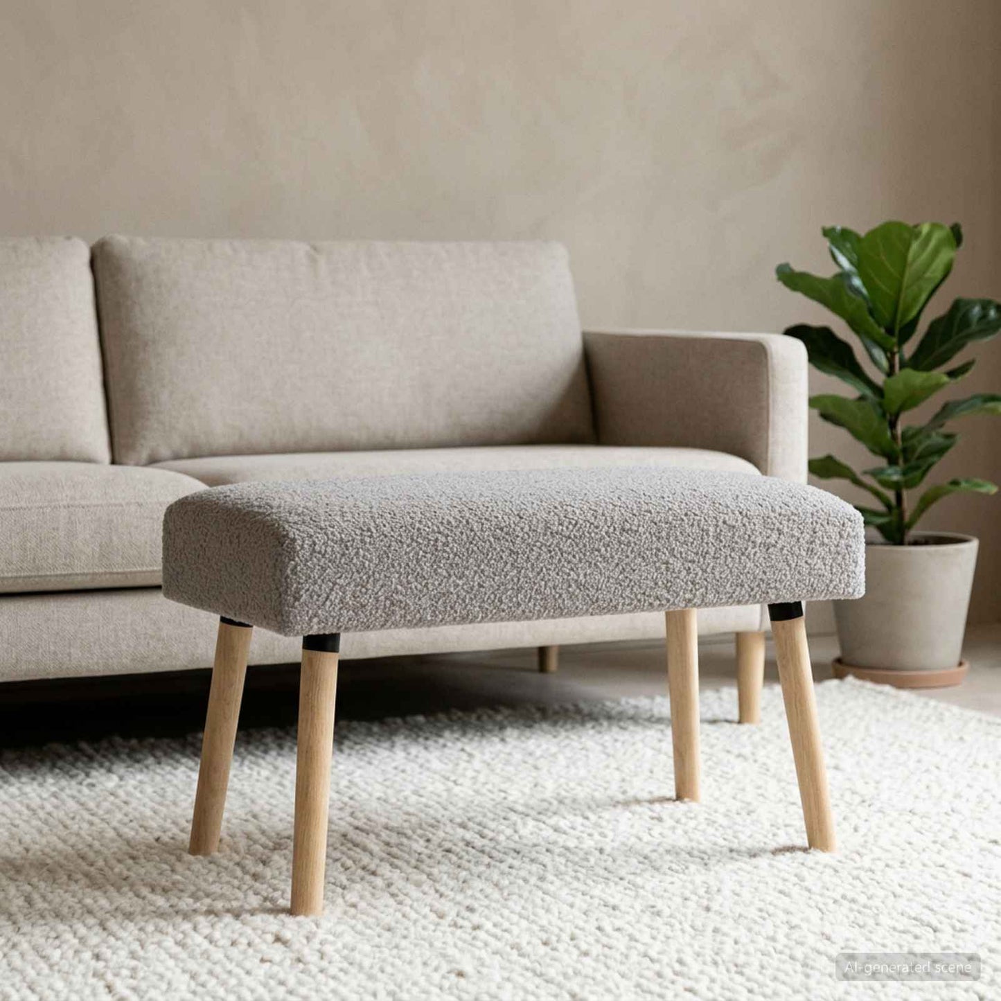 bænk Ensfarvet Lysegrå 80 x 40 x 46 cm Bouclé
