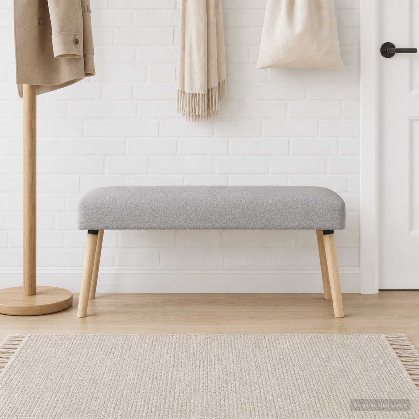 bænk Ensfarvet Lysegrå 110 x 40 x 46 cm Bouclé