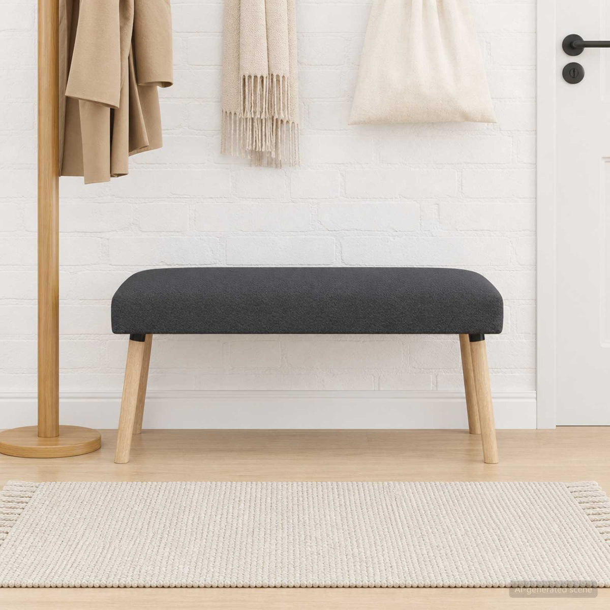 bænk Ensfarvet Mørkegrå 110 x 40 x 46 cm Bouclé