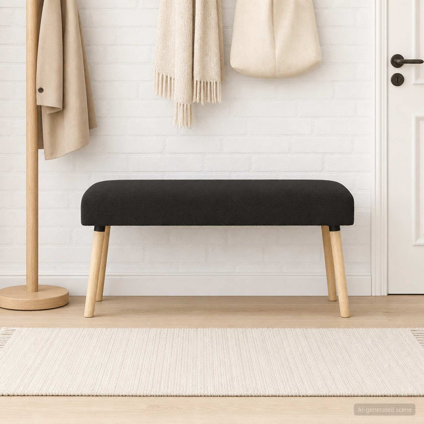 bænk Ensfarvet Sort 110 x 40 x 46 cm Bouclé
