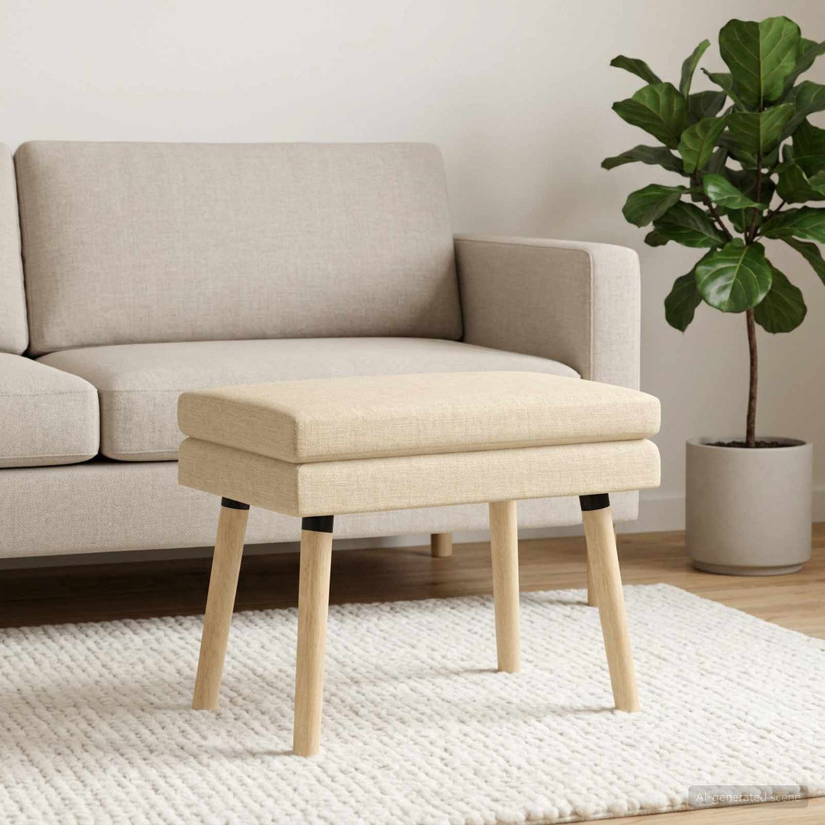 Dobbeltlagret bænk Cremefarvet 60 x 40 x 46 cm Stof