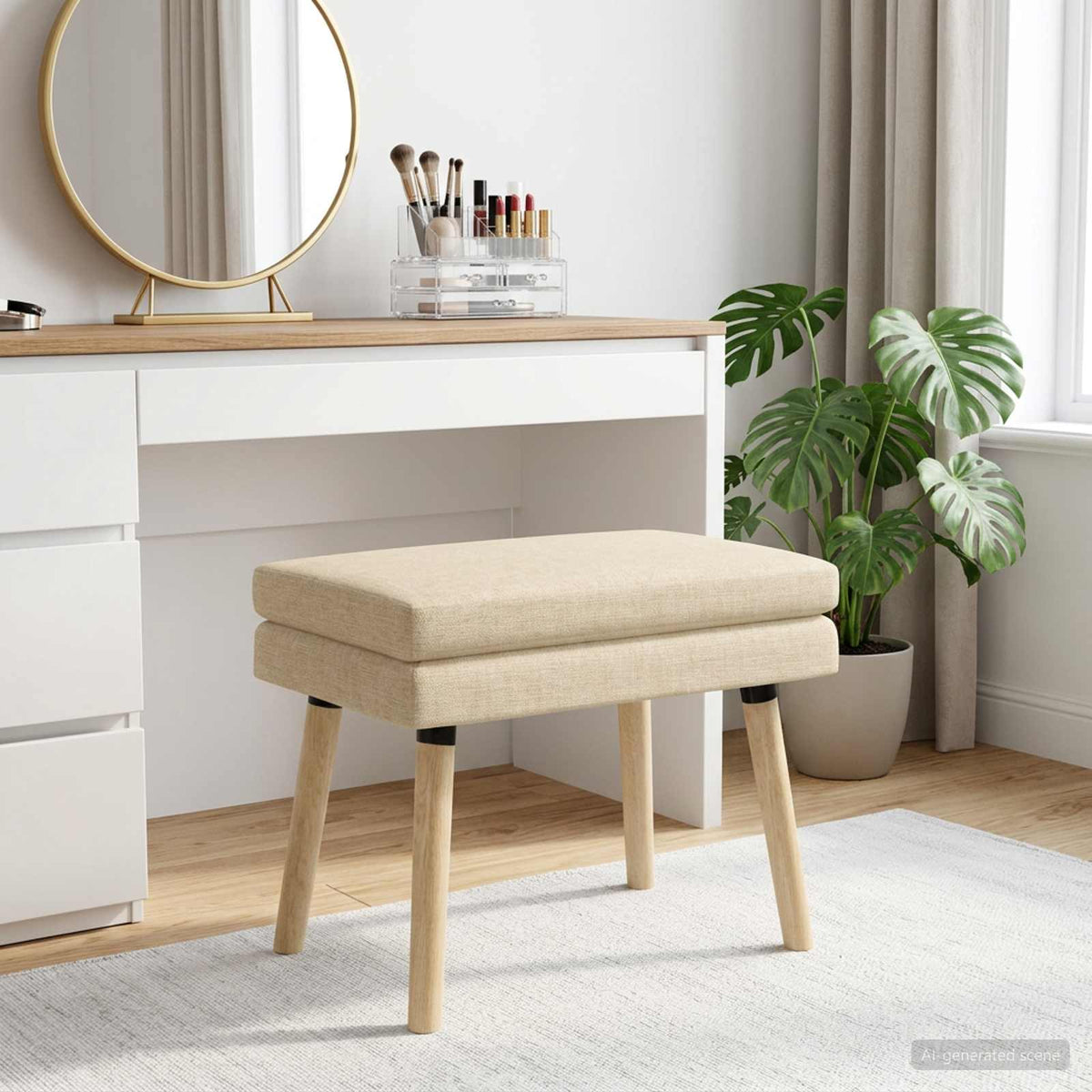 Dobbeltlagret bænk Cremefarvet 60 x 40 x 46 cm Stof