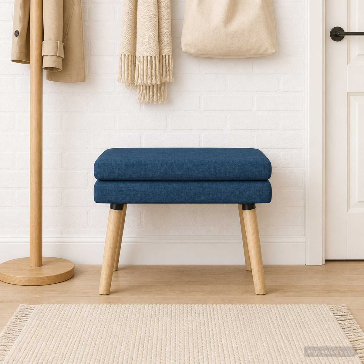 Dobbeltlagret bænk Blå 60 x 40 x 46 cm Stof
