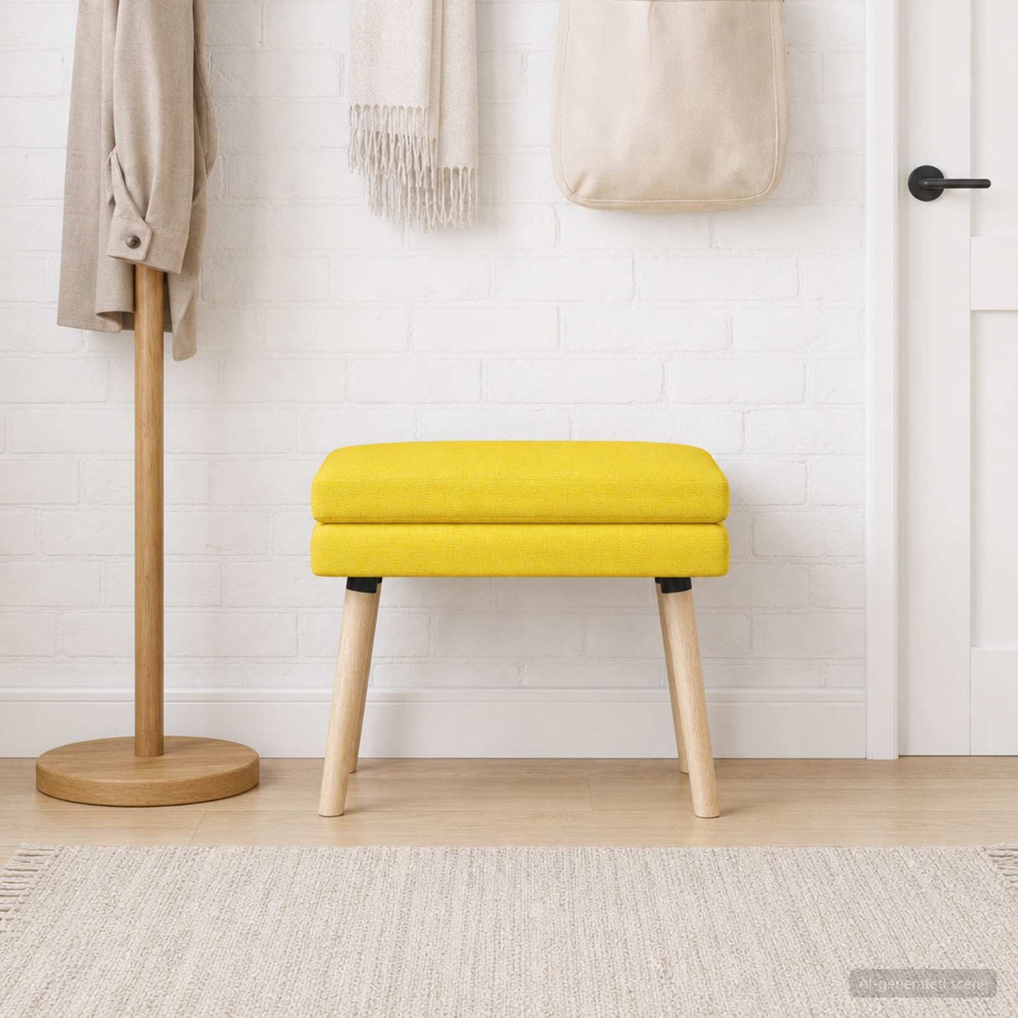Dobbeltlagret bænk Lys Gul 60 x 40 x 46 cm Stof
