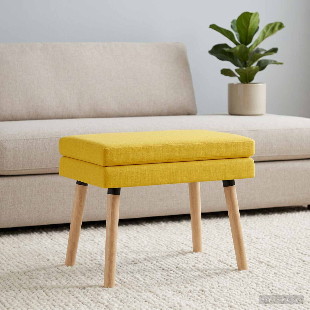 Dobbeltlagret bænk Lys Gul 60 x 40 x 46 cm Stof
