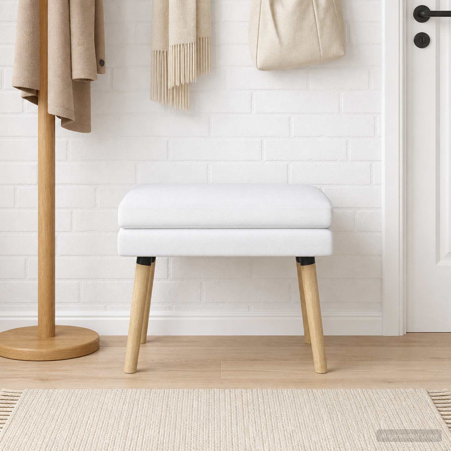 Dobbeltlagret bænk Hvid 60 x 40 x 46 cm Stof