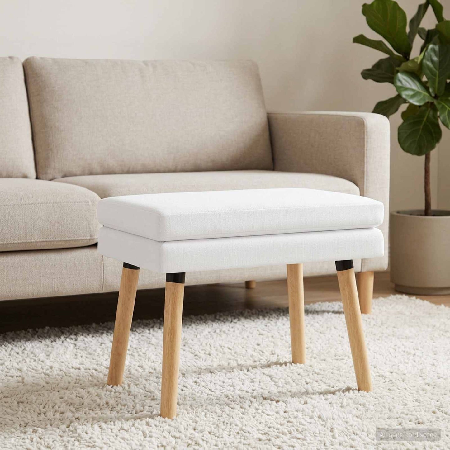Dobbeltlagret bænk Hvid 60 x 40 x 46 cm Stof