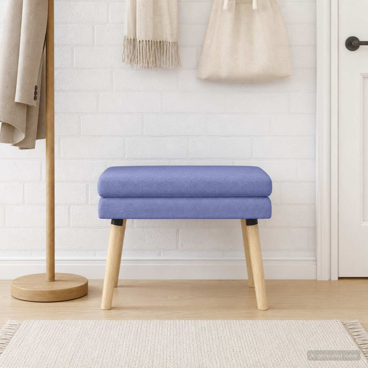 Dobbeltlagret bænk Jeans blå 60 x 40 x 46 cm Stof
