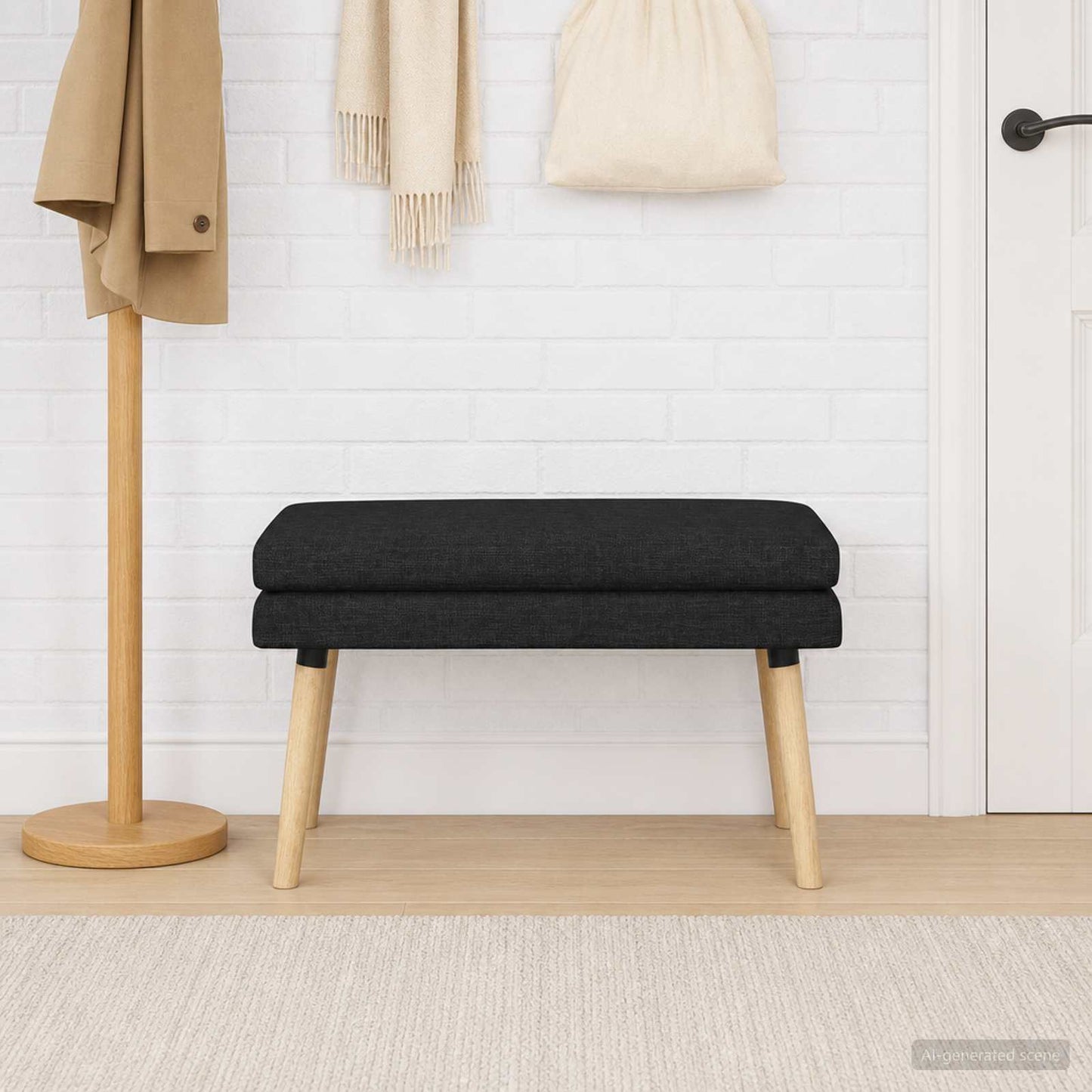 Dobbeltlagret bænk Sort 80 x 40 x 47 cm Stof