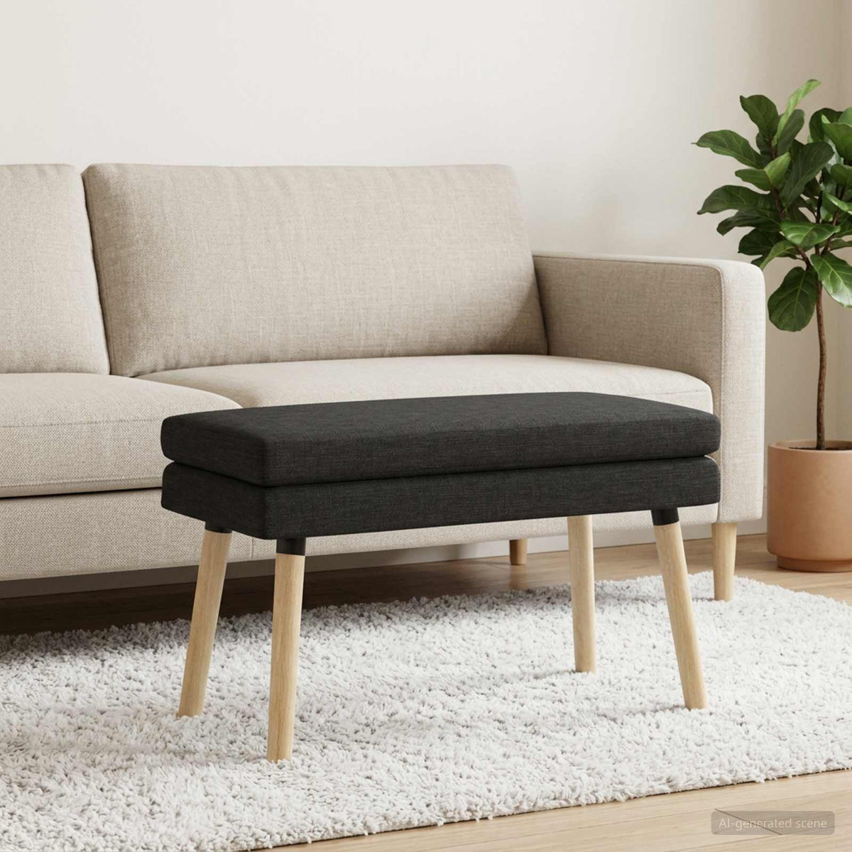 Dobbeltlagret bænk Sort 80 x 40 x 47 cm Stof