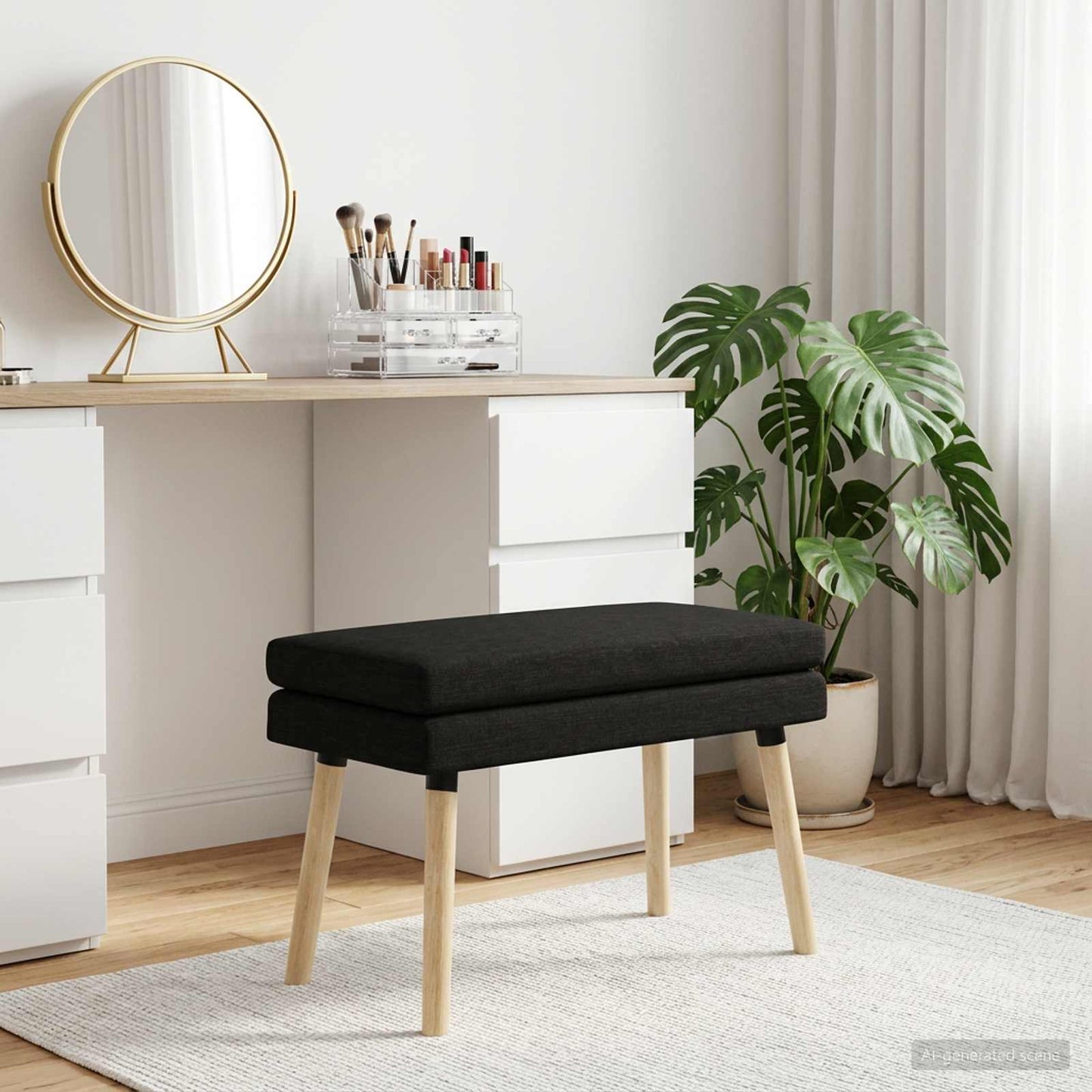 Dobbeltlagret bænk Sort 80 x 40 x 47 cm Stof