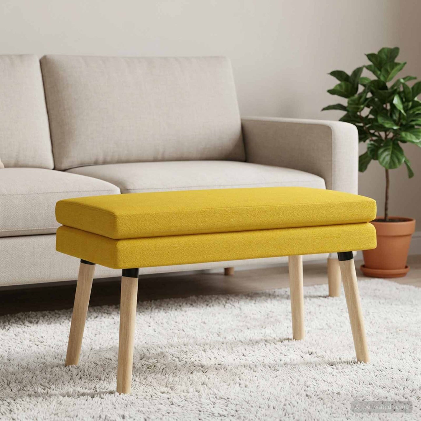 Dobbeltlagret bænk Lys Gul 80 x 40 x 47 cm Stof