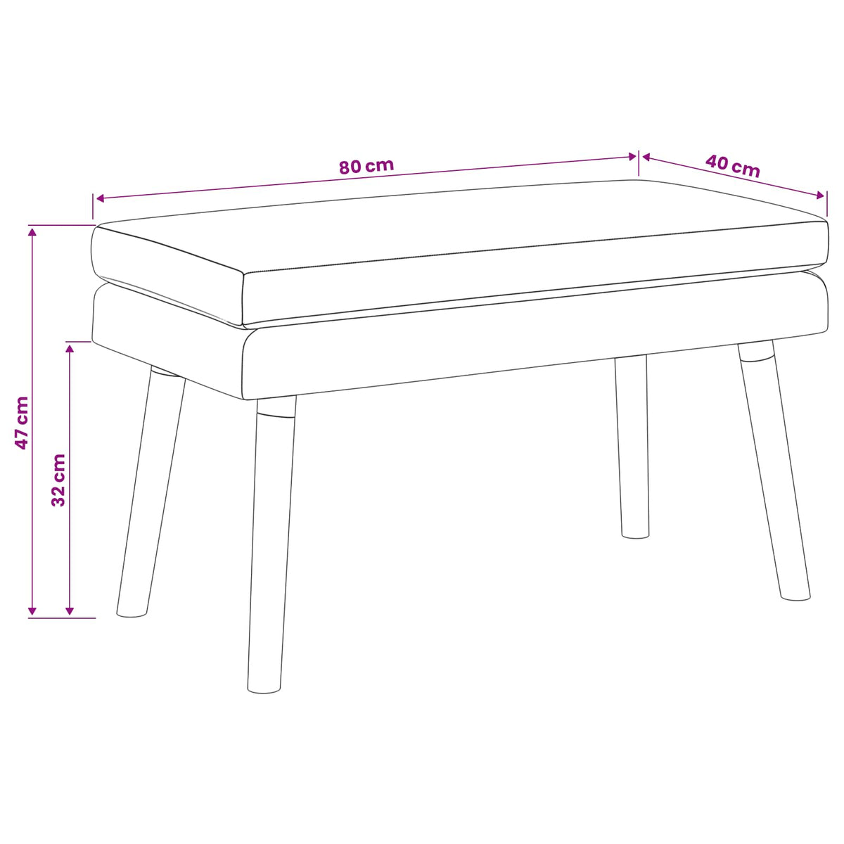 Dobbeltlagret bænk Lys Gul 80 x 40 x 47 cm Stof