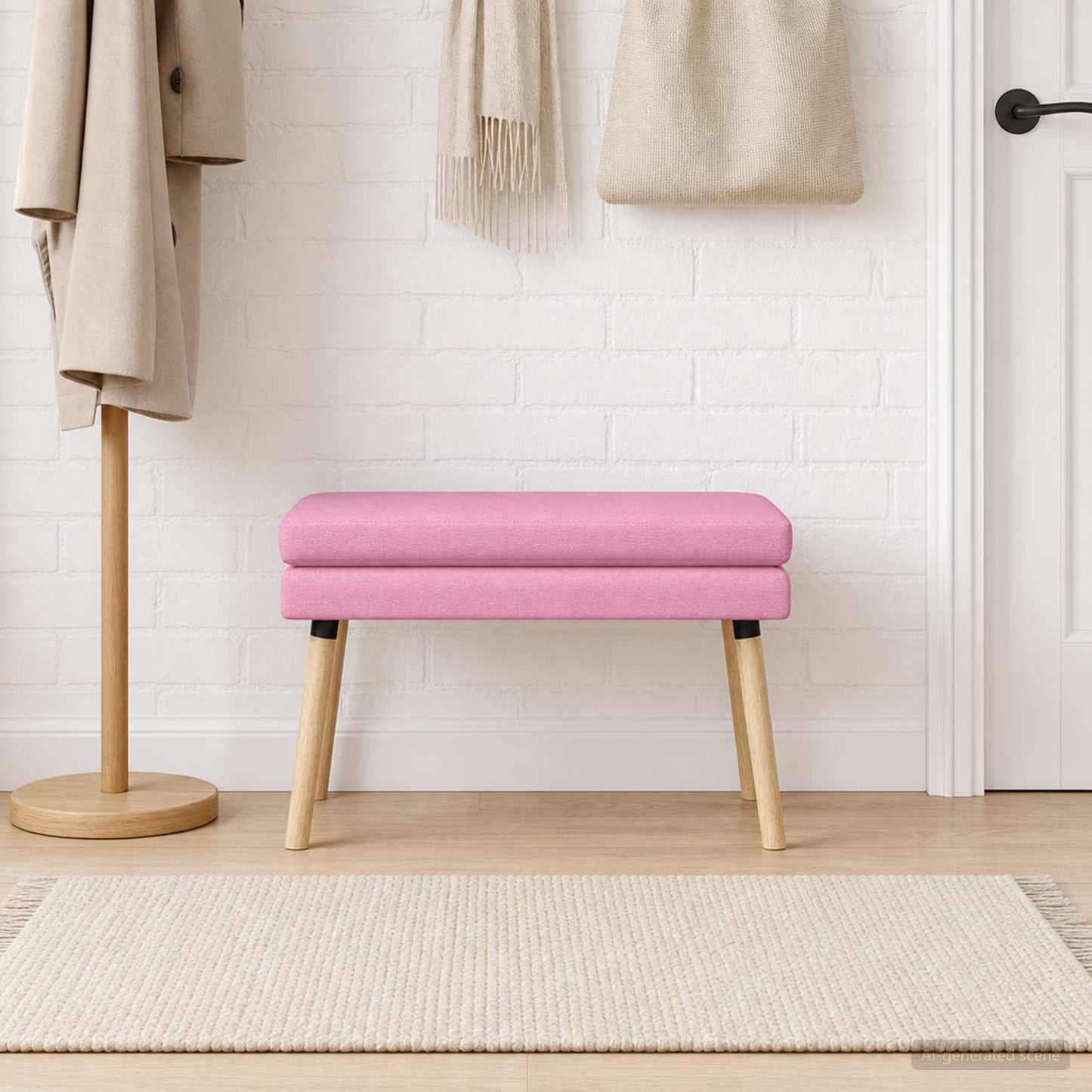 Dobbeltlagret bænk Lyserød 80 x 40 x 47 cm Stof