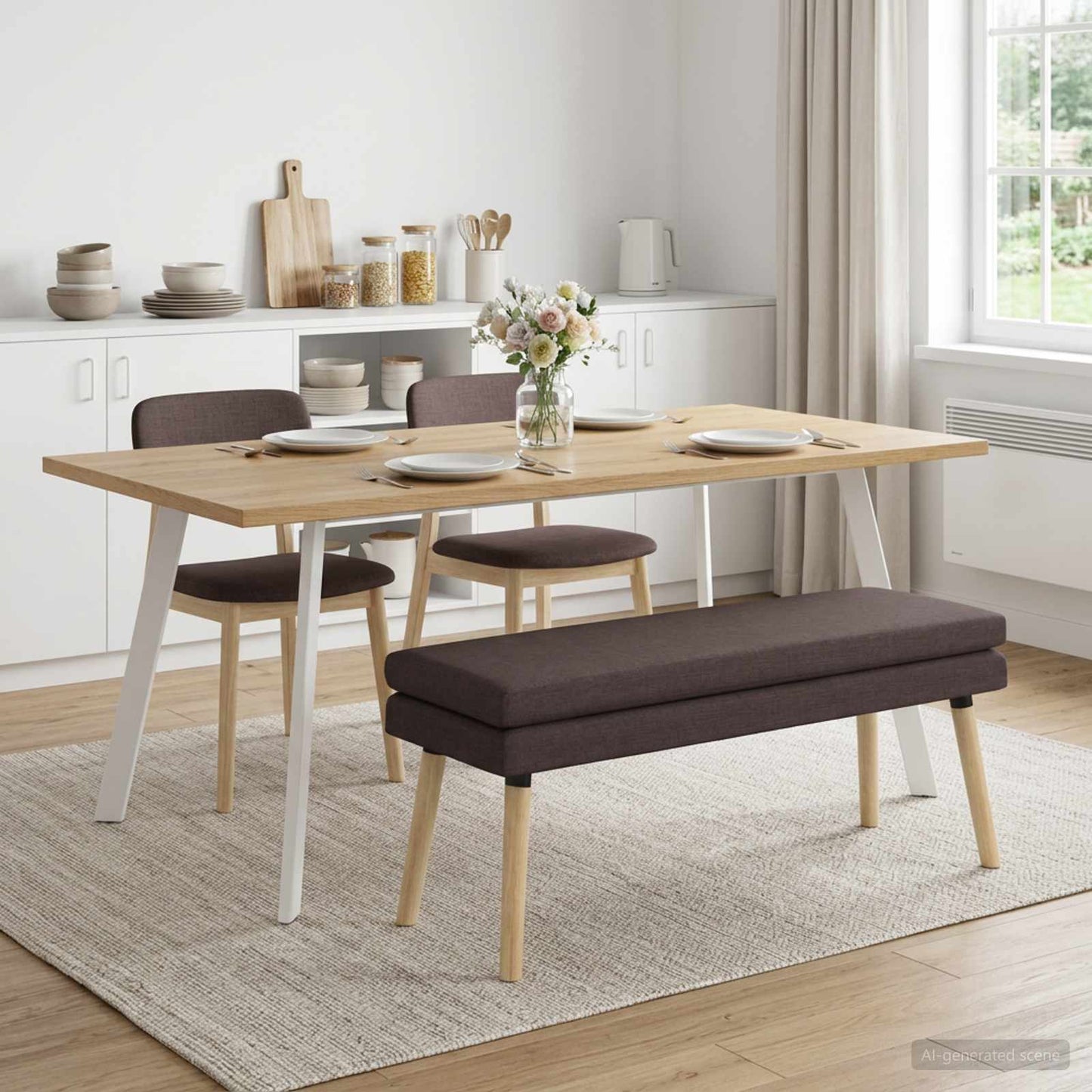 Dobbeltlagret bænk Mørk Brun 110 x 40 x 47 cm Stof