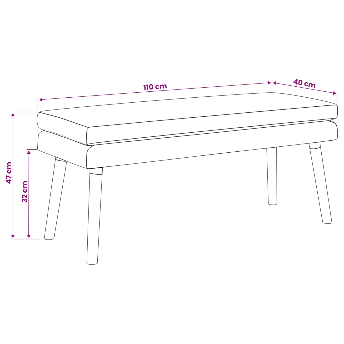 Dobbeltlagret bænk Gråbrun 110 x 40 x 47 cm Stof