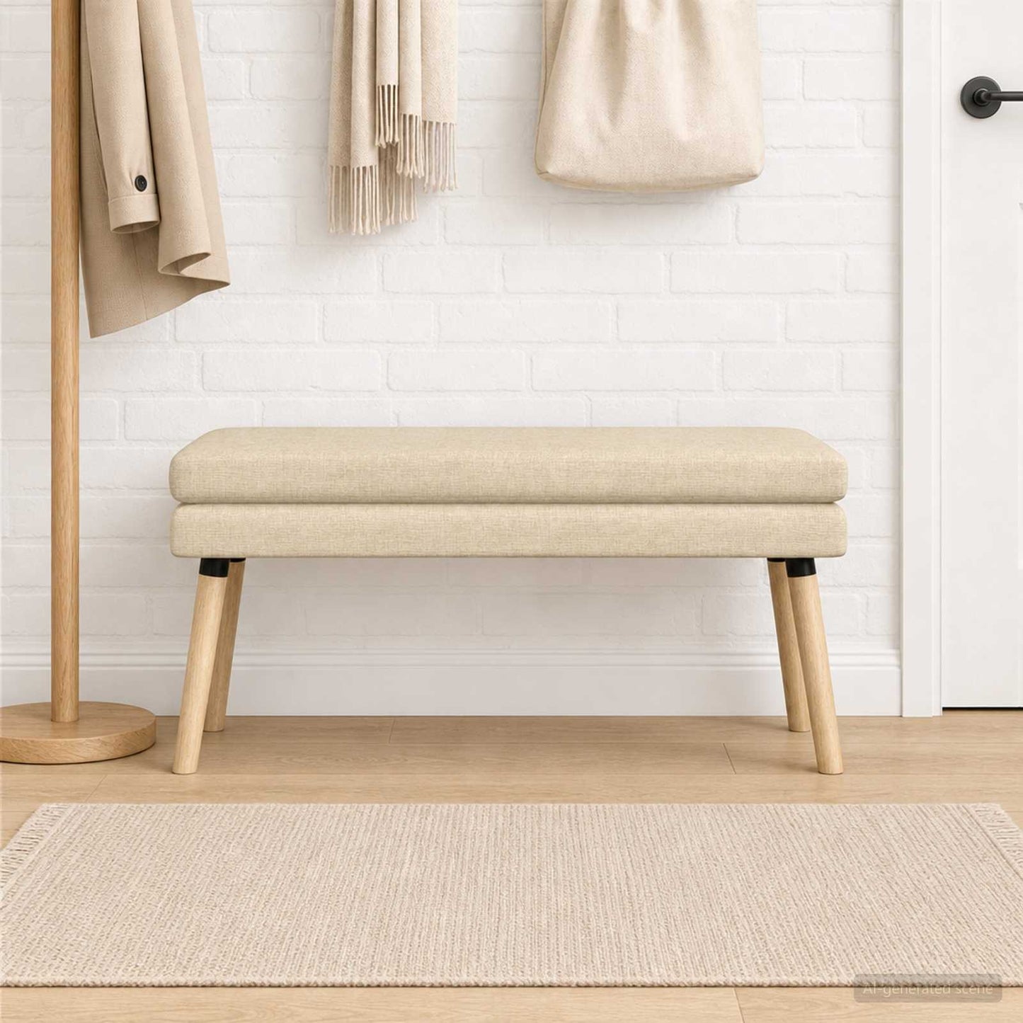 Dobbeltlagret bænk Cremefarvet 110 x 40 x 47 cm Stof