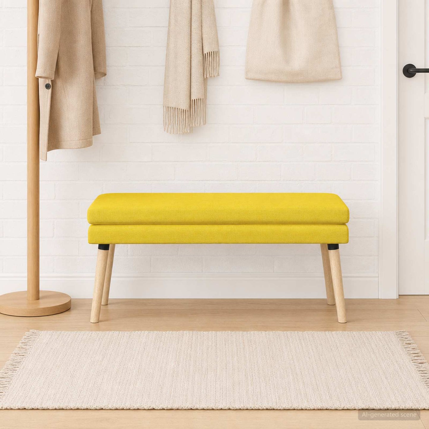 Dobbeltlagret bænk Lys Gul 110 x 40 x 47 cm Stof