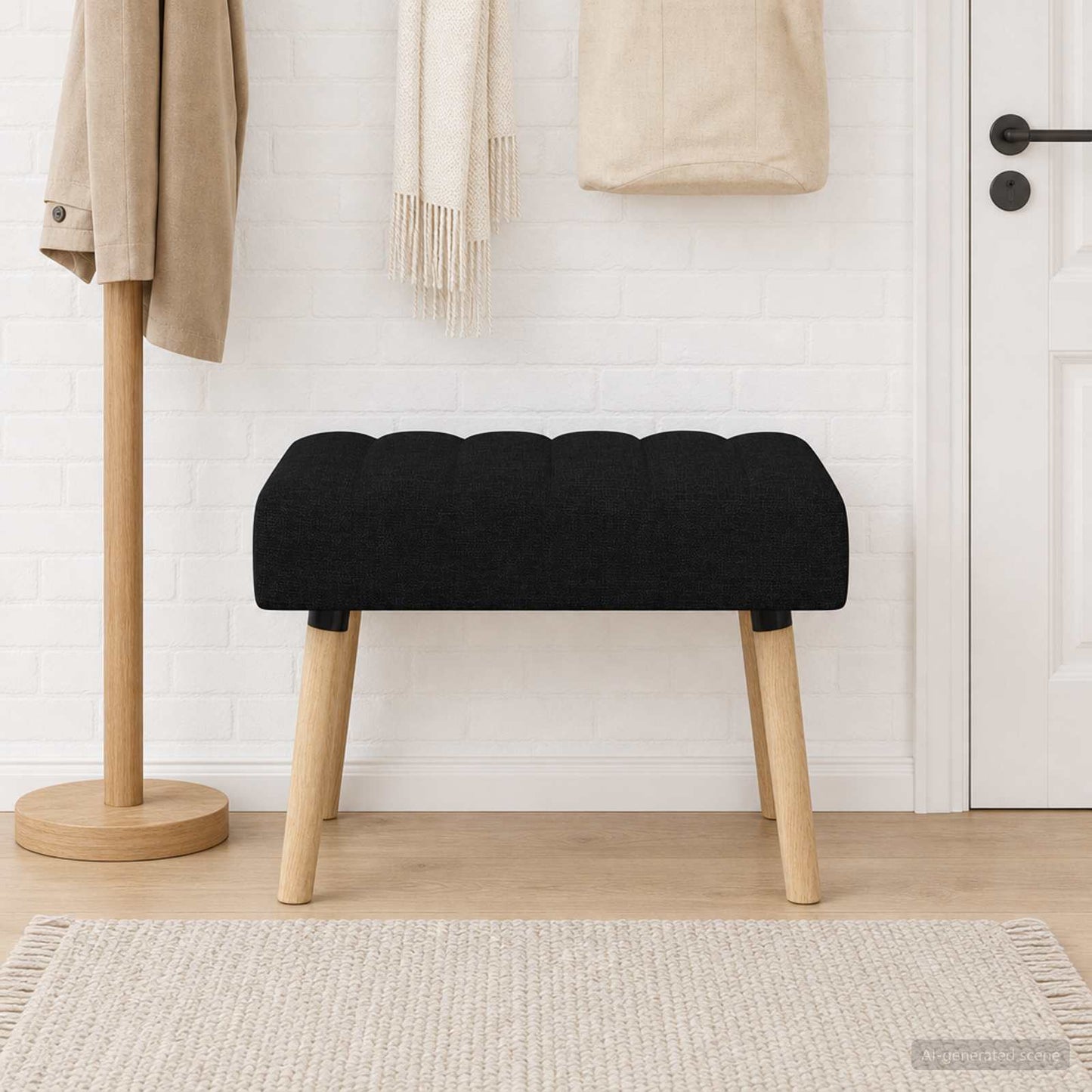 Kanalpuddet Bænk Sort 60 x 40 x 45 cm Stof