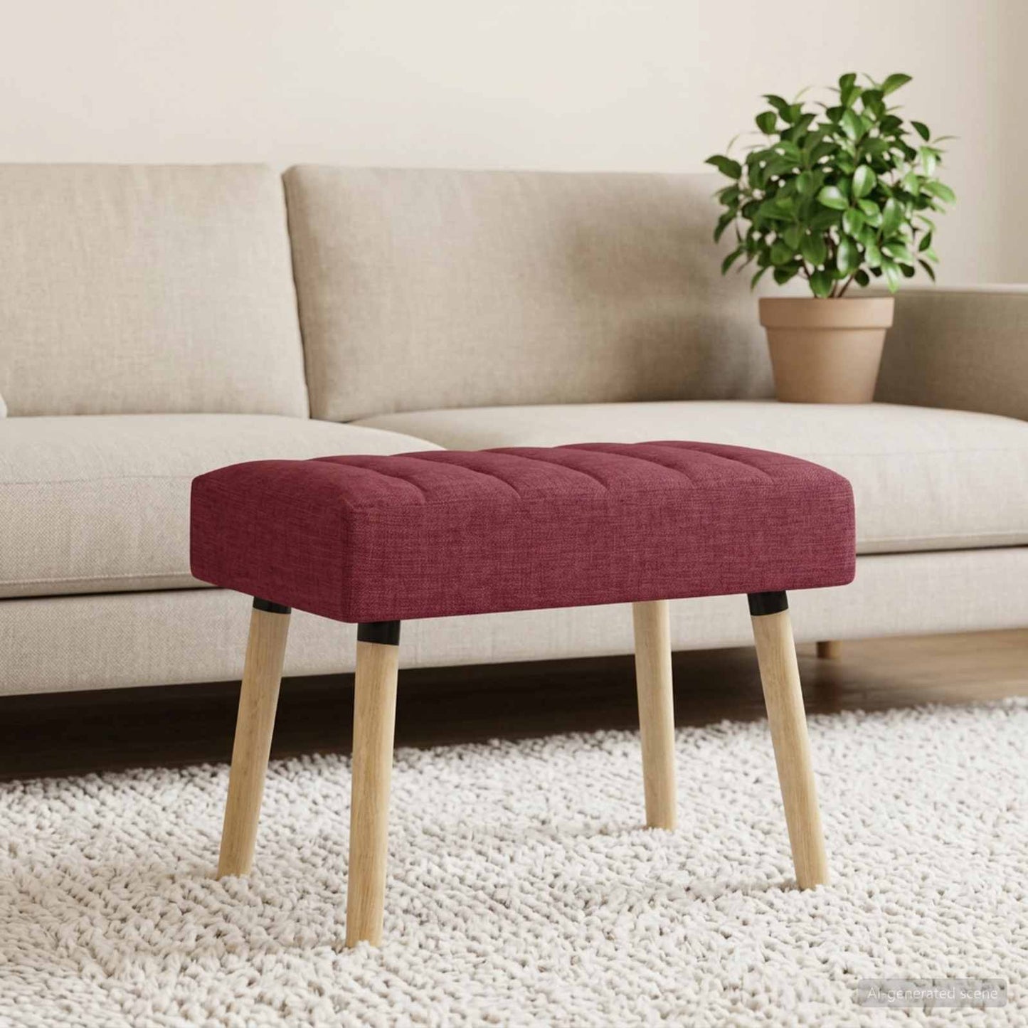 Kanalpuddet Bænk Vinrød 60 x 40 x 45 cm Stof