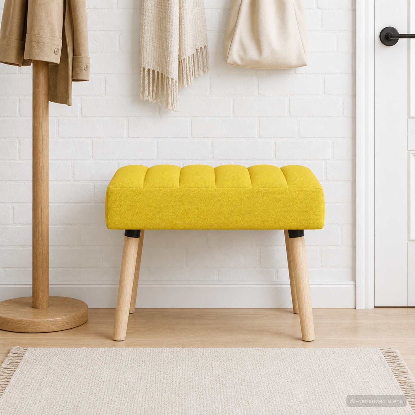 Kanalpuddet Bænk Lys Gul 60 x 40 x 45 cm Stof