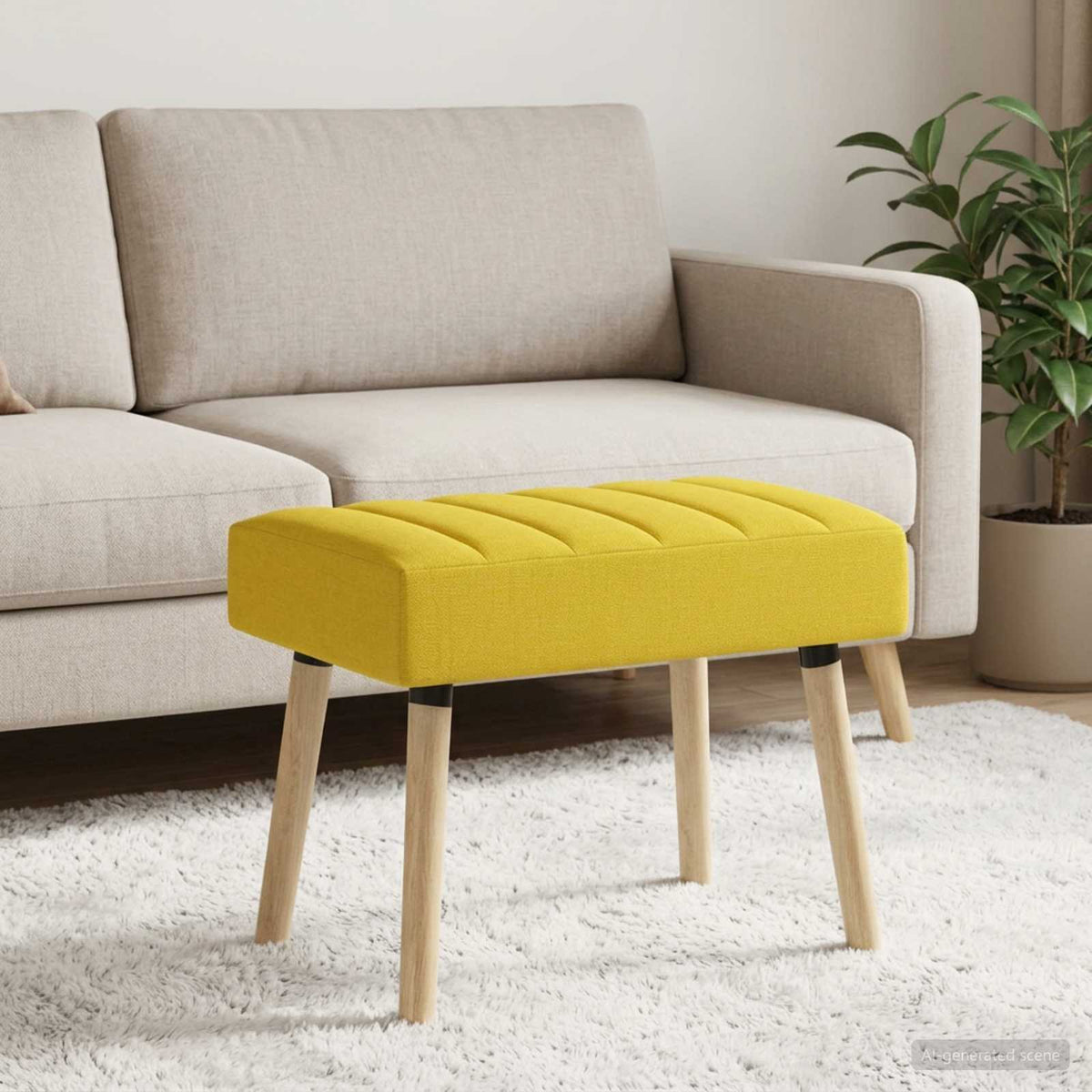 Kanalpuddet Bænk Lys Gul 60 x 40 x 45 cm Stof
