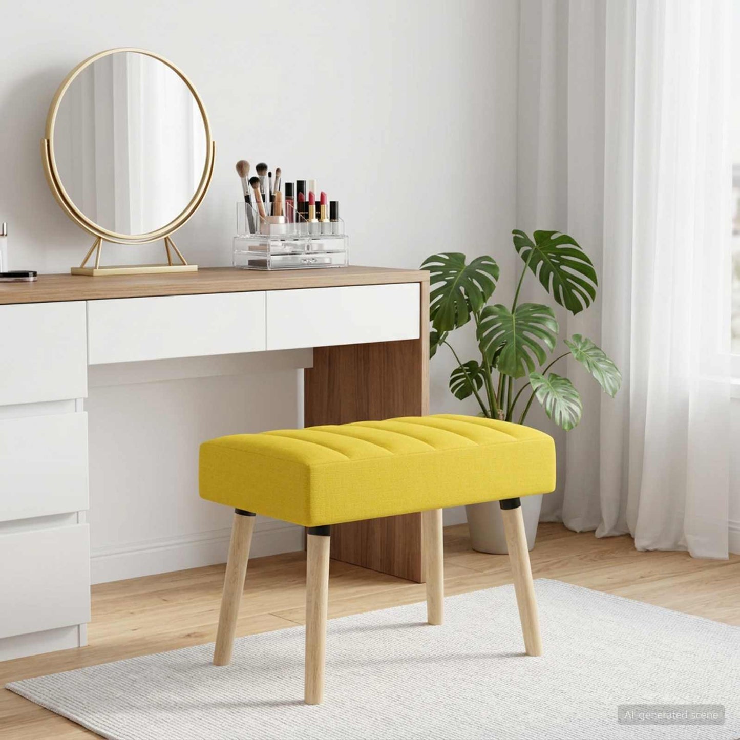 Kanalpuddet Bænk Lys Gul 60 x 40 x 45 cm Stof
