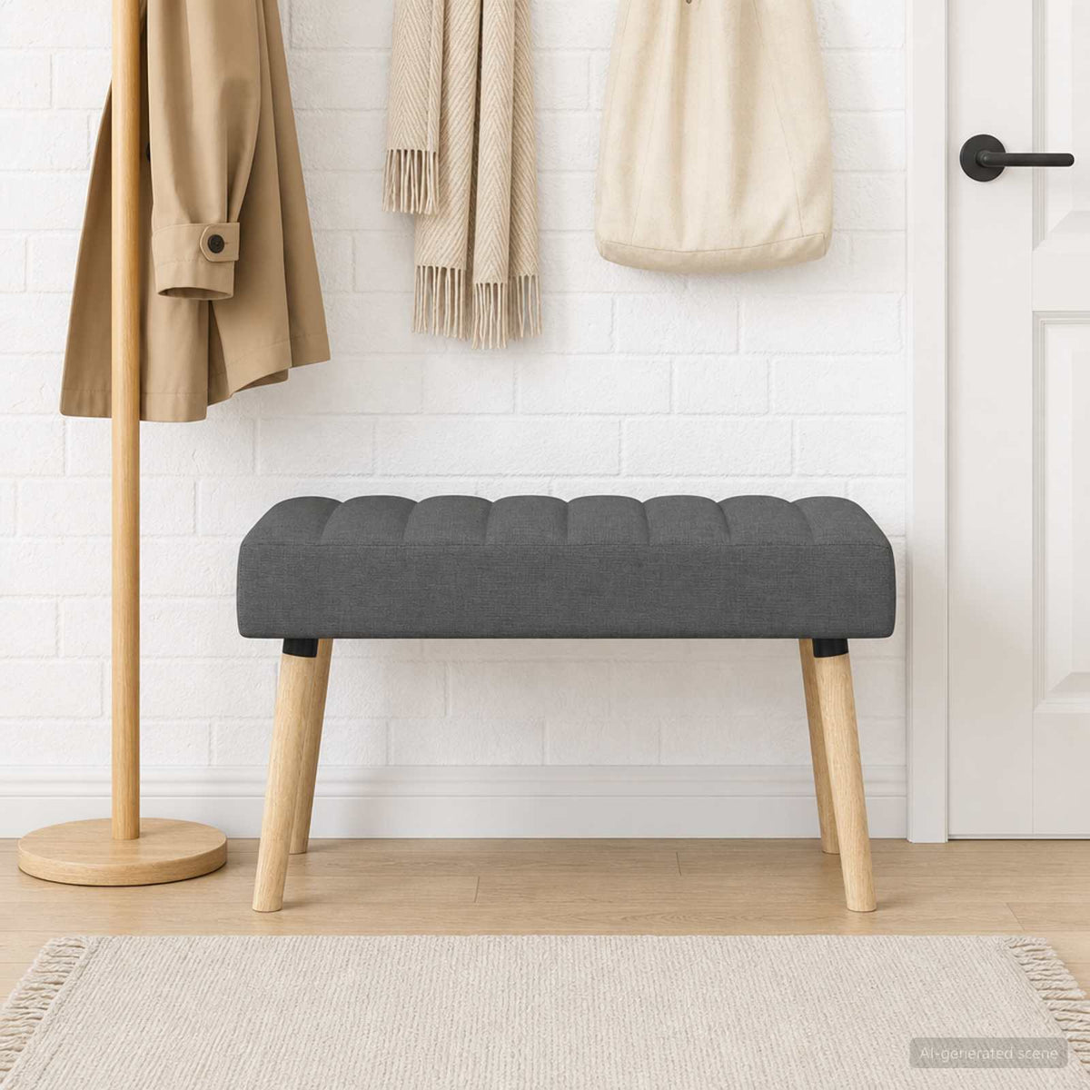 Kanalpuddet Bænk Mørkegrå 80 x 40 x 46 cm Stof