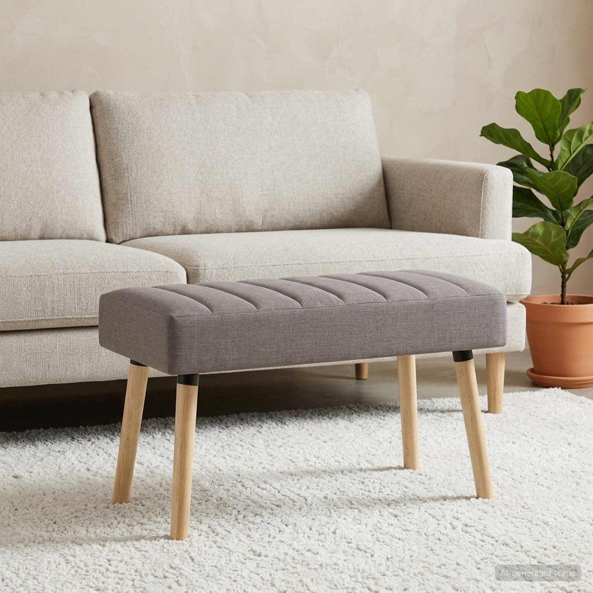 Kanalpuddet Bænk Gråbrun 80 x 40 x 46 cm Stof