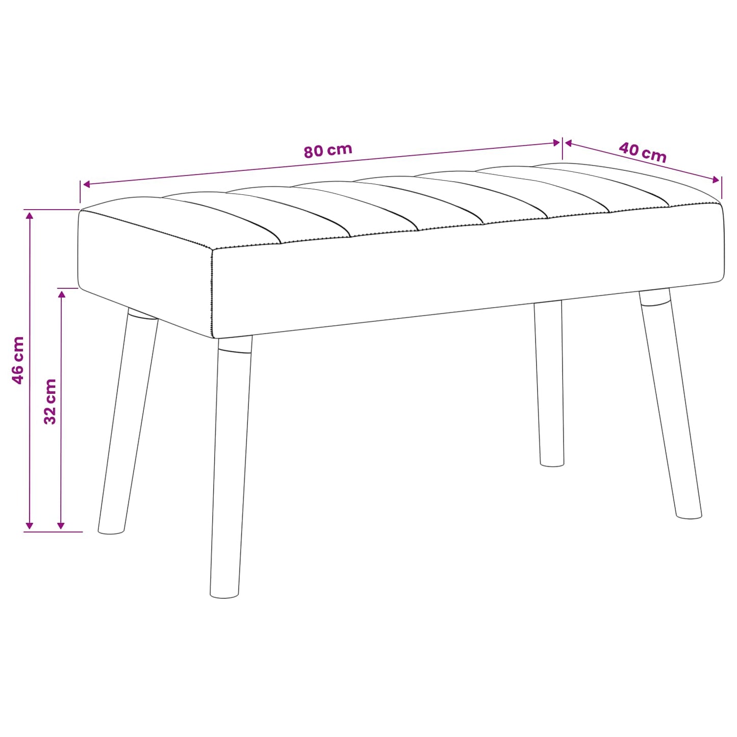 Kanalpuddet Bænk Hvid 80 x 40 x 46 cm Stof