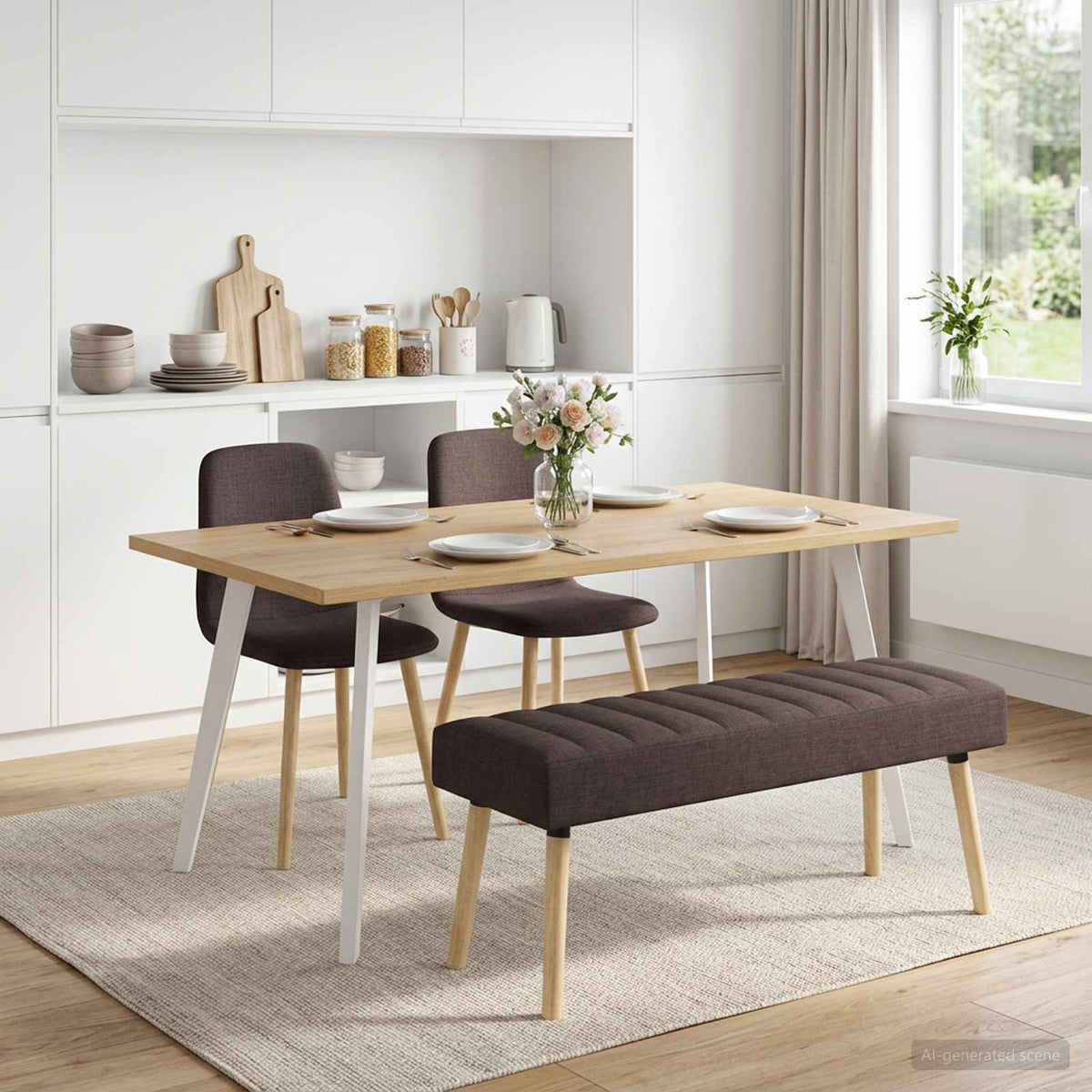 Kanalpuddet Bænk Mørk Brun 110 x 40 x 46 cm Stof