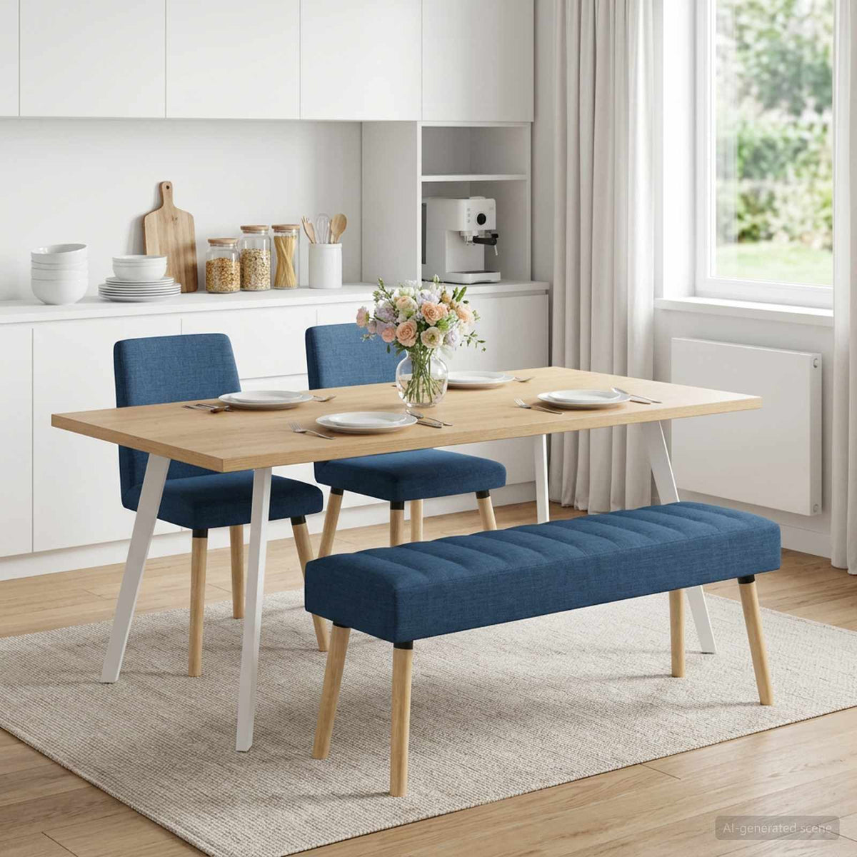 Kanalpuddet Bænk Blå 110 x 40 x 46 cm Stof