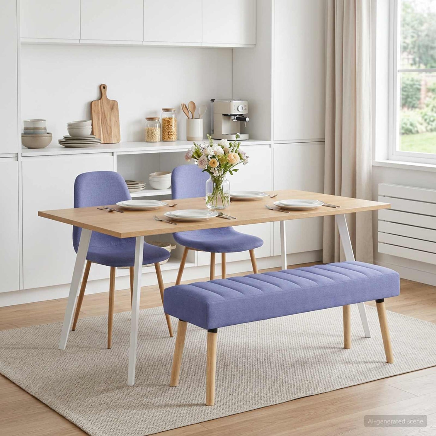 Kanalpuddet Bænk Jeans blå 110 x 40 x 46 cm Stof