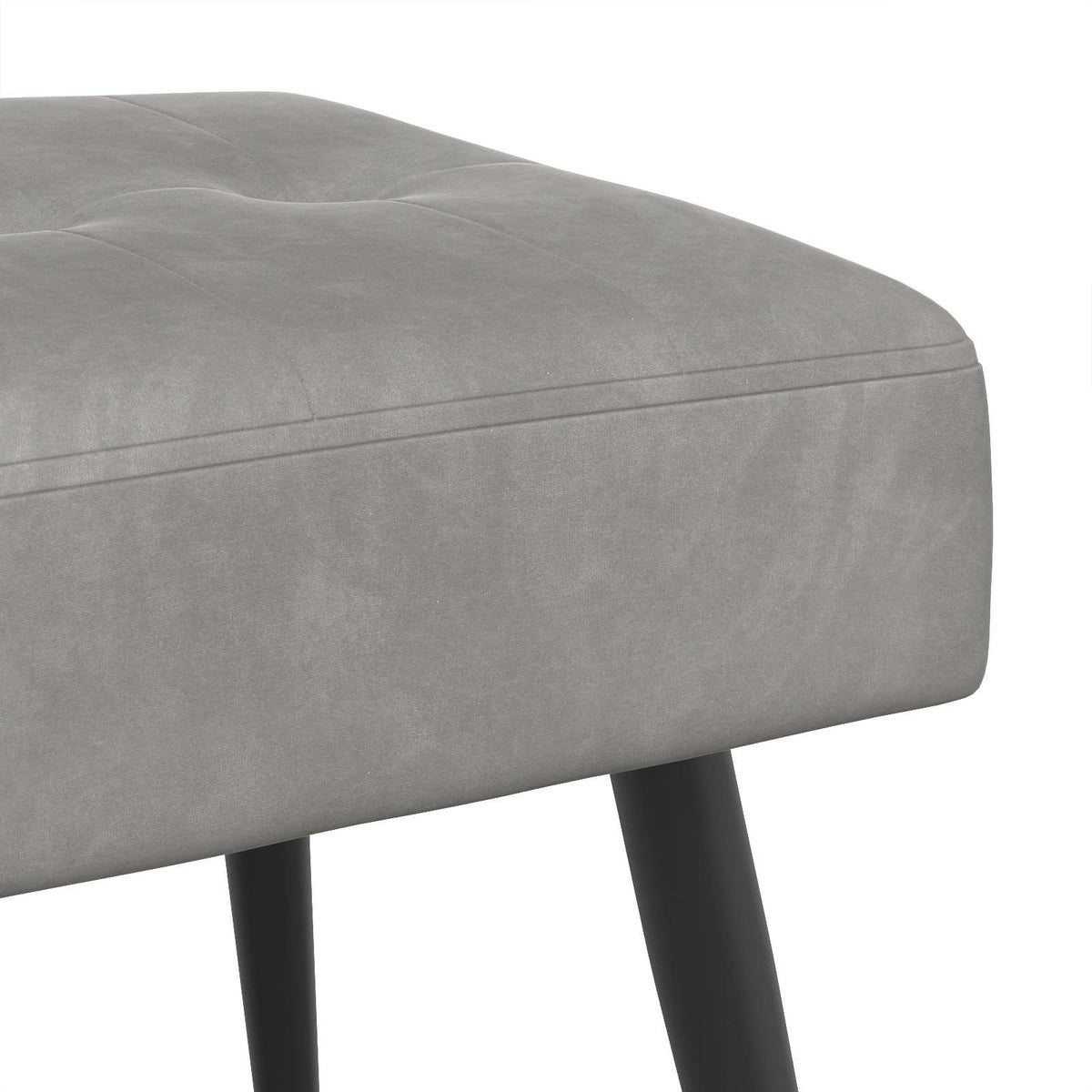 Bænk med knap tufting Lysegrå 60 x 40 x 45 cm Fløjl