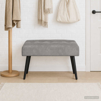 Bænk med knap tufting Lysegrå 60 x 40 x 45 cm Fløjl