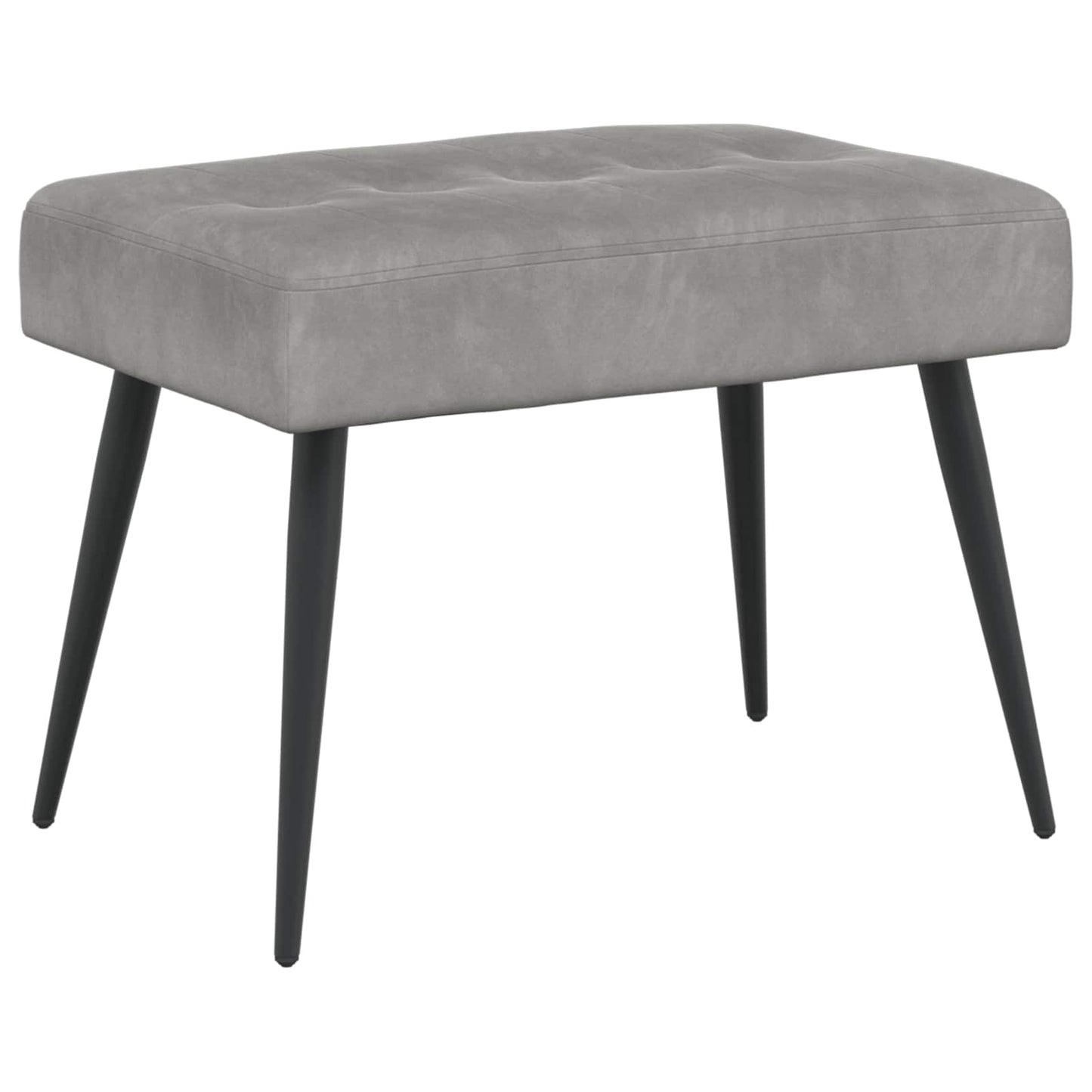Bænk med knap tufting Lysegrå 60 x 40 x 45 cm Fløjl