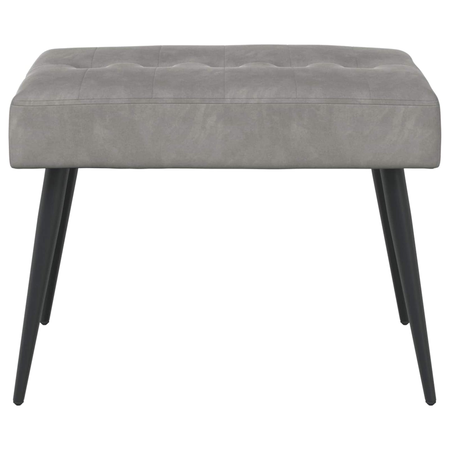 Bænk med knap tufting Lysegrå 60 x 40 x 45 cm Fløjl