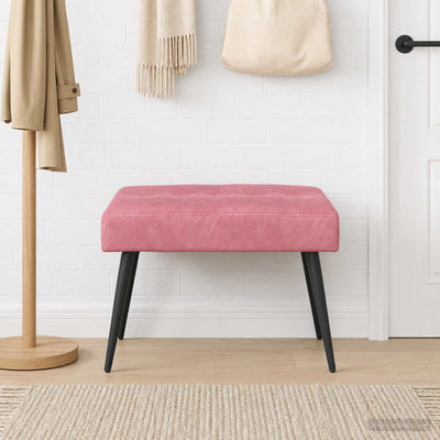 Bænk med knap tufting Lyserød 60 x 40 x 45 cm Fløjl