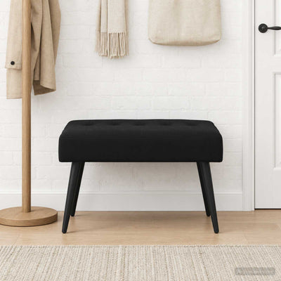 Bænk med knap tufting Sort 60 x 40 x 45 cm Fløjl