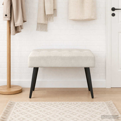 Bænk med knap tufting Cremefarvet 60 x 40 x 45 cm Fløjl