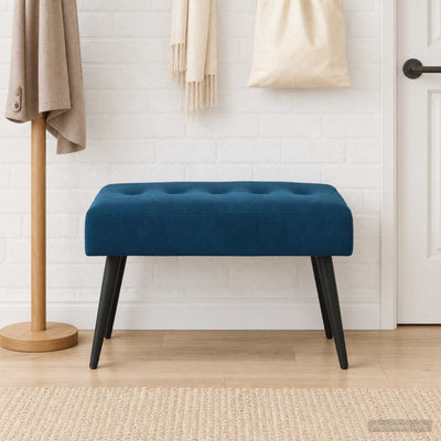 Bænk med knap tufting Blå 60 x 40 x 45 cm Fløjl