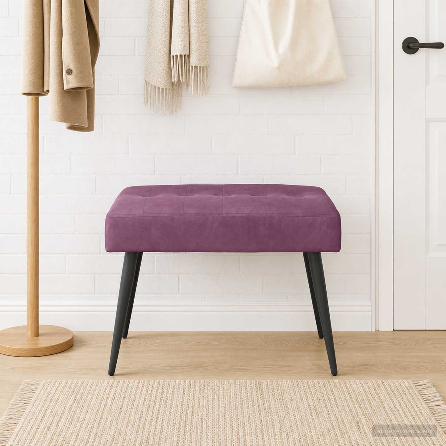 Bænk med knap tufting Lilla 60 x 40 x 45 cm Fløjl