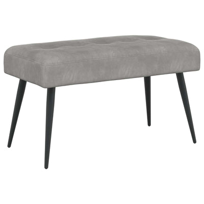 Bænk med knap tufting Lysegrå 80 x 40 x 46 cm Fløjl