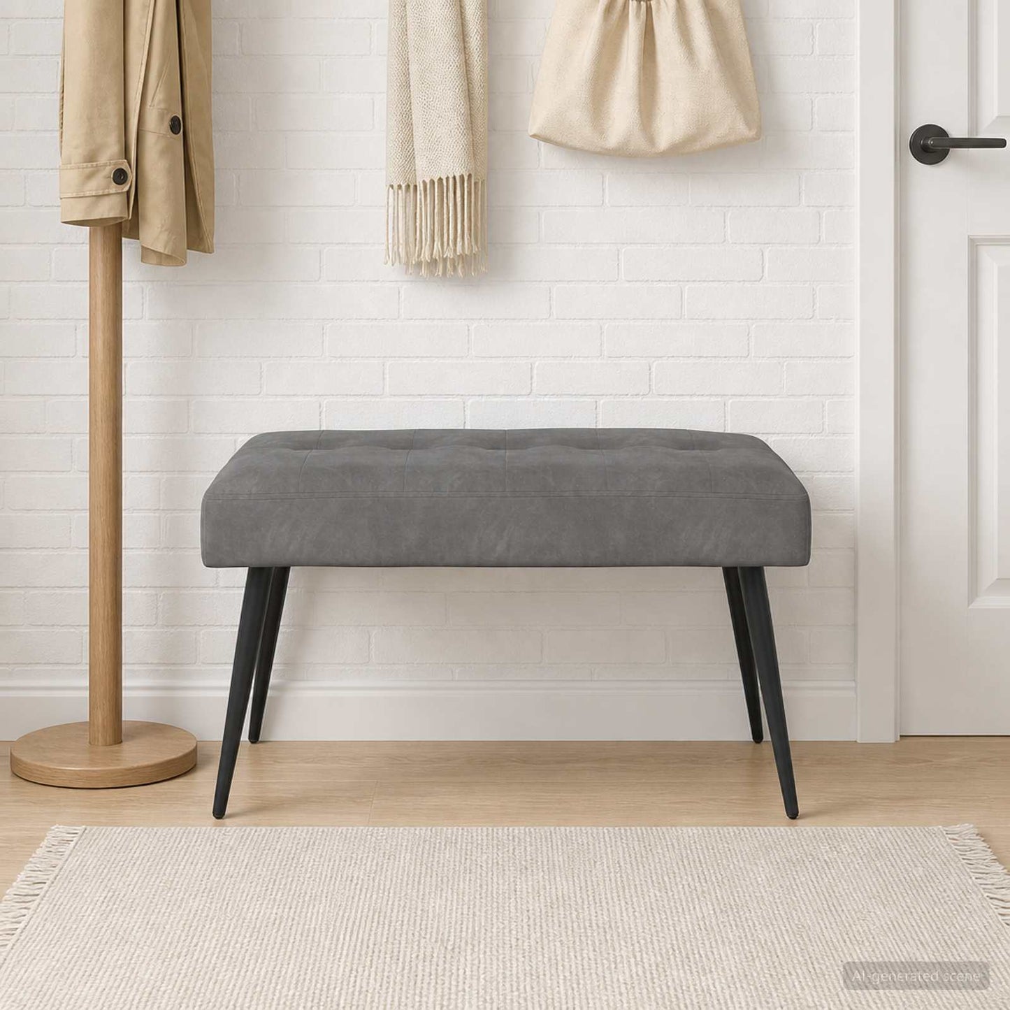 Bænk med knap tufting Mørkegrå 80 x 40 x 46 cm Fløjl