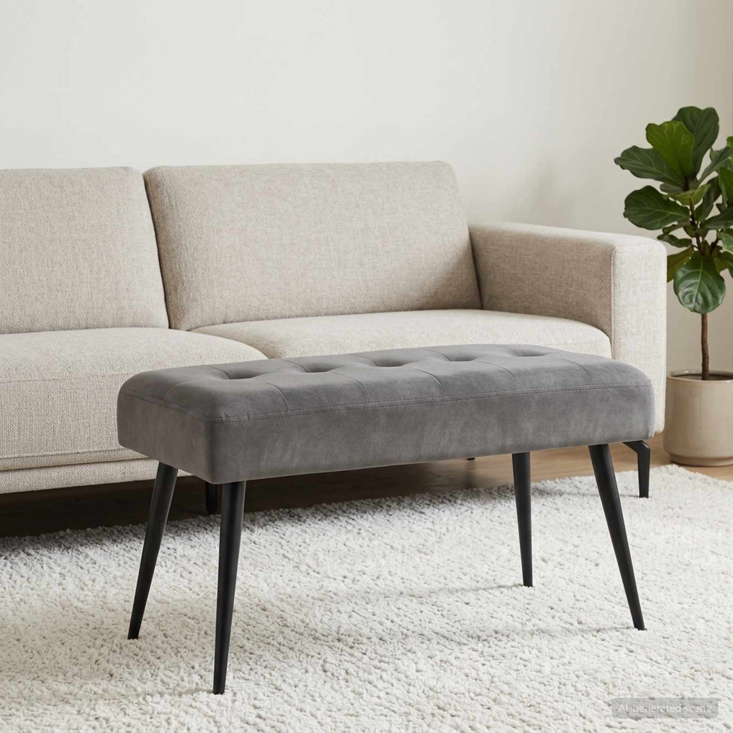 Bænk med knap tufting Mørkegrå 80 x 40 x 46 cm Fløjl
