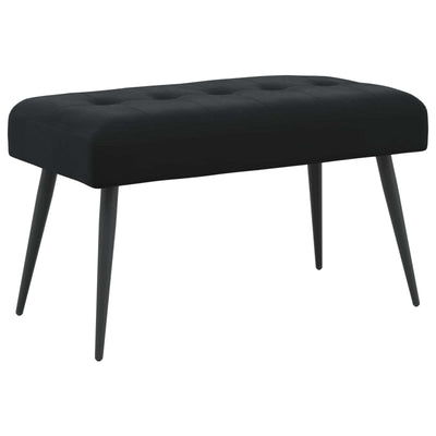 Bænk med knap tufting Sort 80 x 40 x 46 cm Fløjl