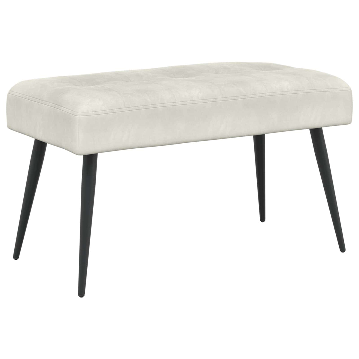 Bænk med knap tufting Cremefarvet 80 x 40 x 46 cm Fløjl