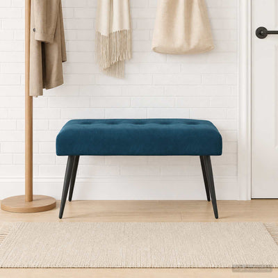 Bænk med knap tufting Blå 80 x 40 x 46 cm Fløjl